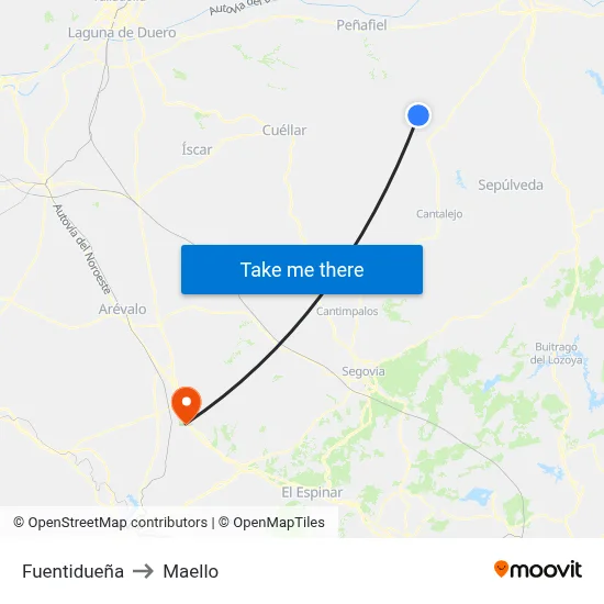 Fuentidueña to Maello map