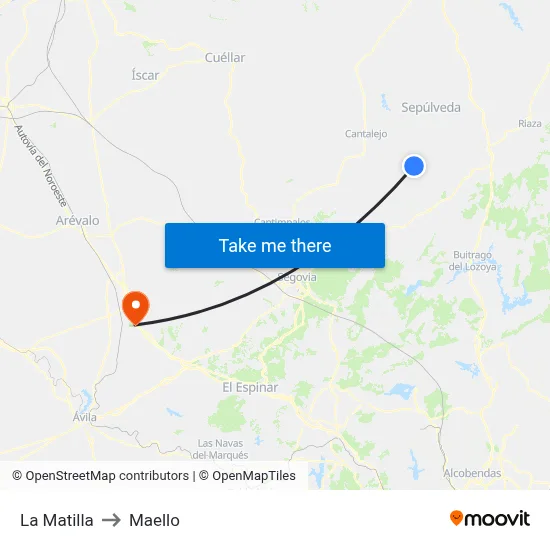 La Matilla to Maello map