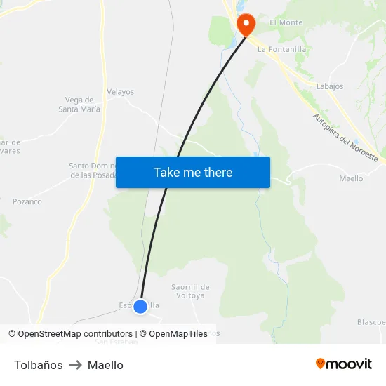 Tolbaños to Maello map