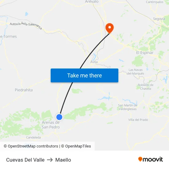 Cuevas Del Valle to Maello map