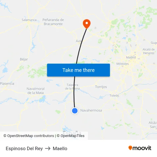 Espinoso Del Rey to Maello map