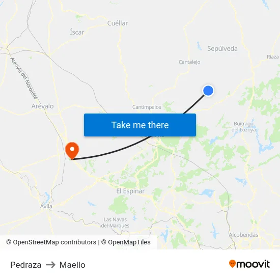 Pedraza to Maello map