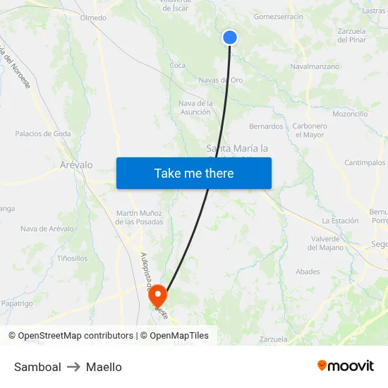 Samboal to Maello map