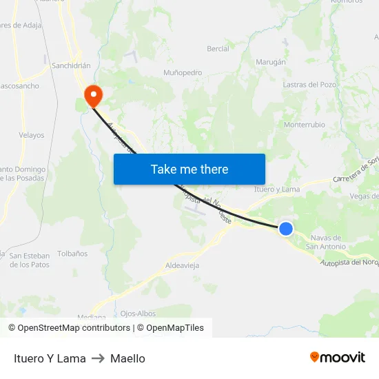 Ituero Y Lama to Maello map