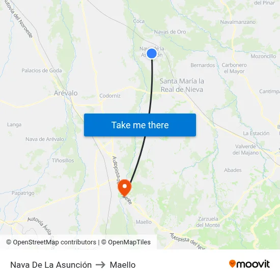 Nava De La Asunción to Maello map