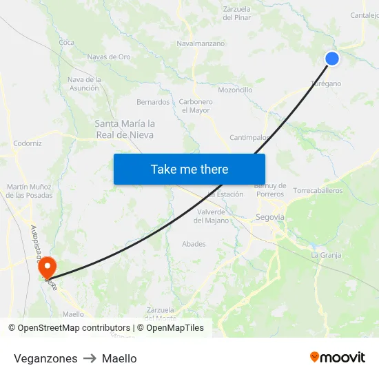 Veganzones to Maello map