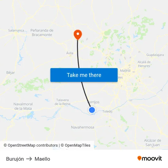 Burujón to Maello map