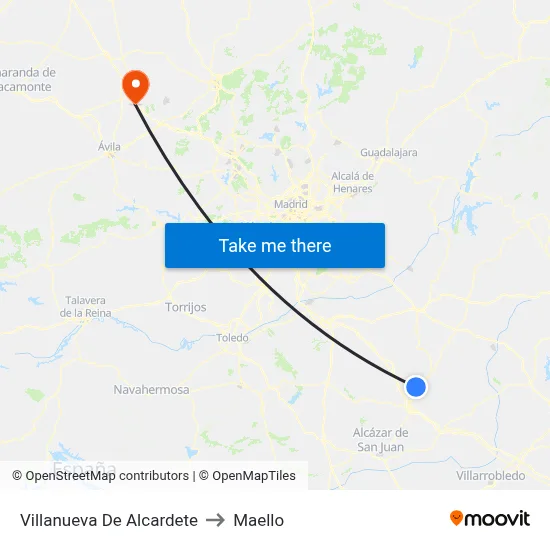 Villanueva De Alcardete to Maello map