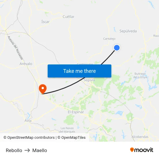 Rebollo to Maello map