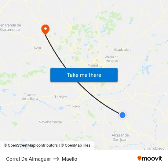 Corral De Almaguer to Maello map