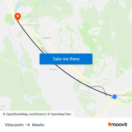 Villacastín to Maello map