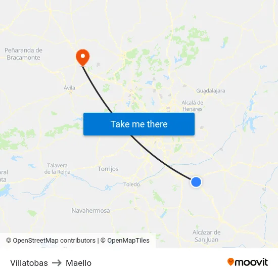 Villatobas to Maello map