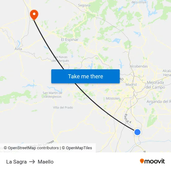La Sagra to Maello map