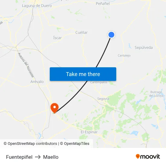 Fuentepiñel to Maello map