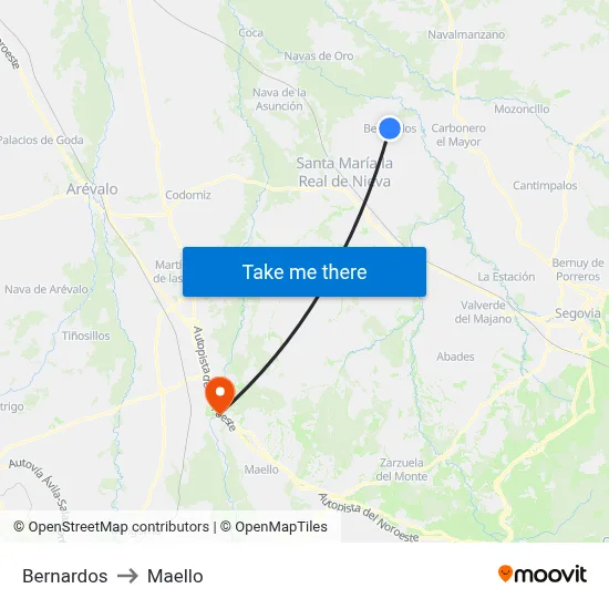 Bernardos to Maello map