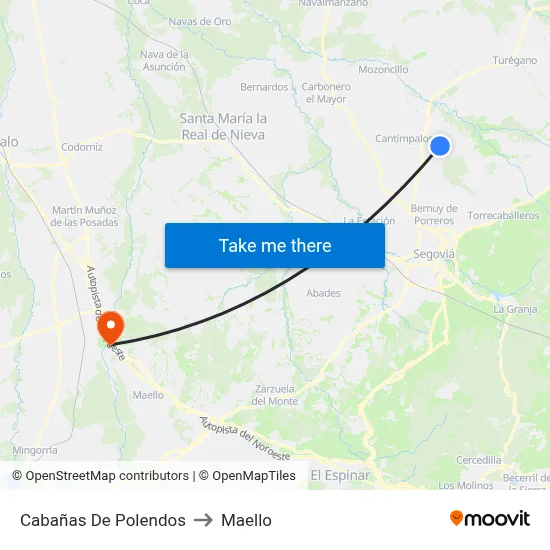 Cabañas De Polendos to Maello map
