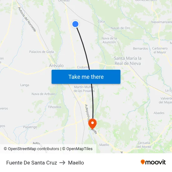 Fuente De Santa Cruz to Maello map