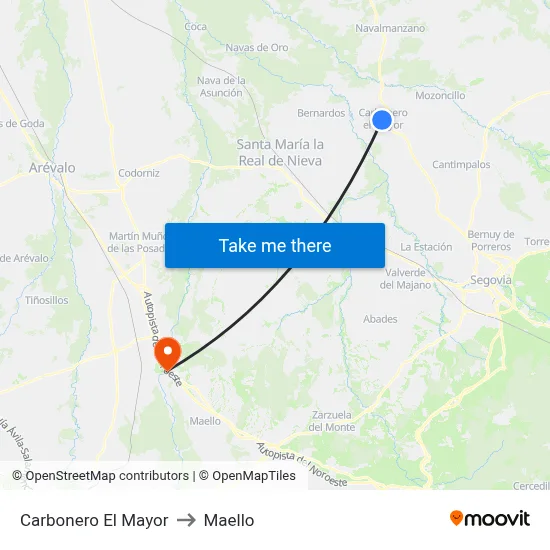 Carbonero El Mayor to Maello map