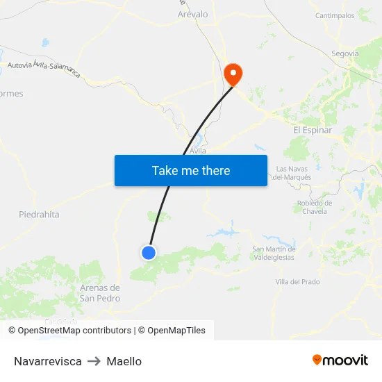 Navarrevisca to Maello map