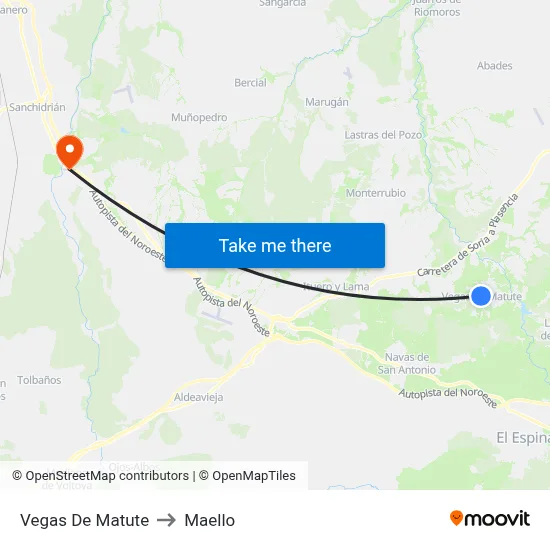 Vegas De Matute to Maello map
