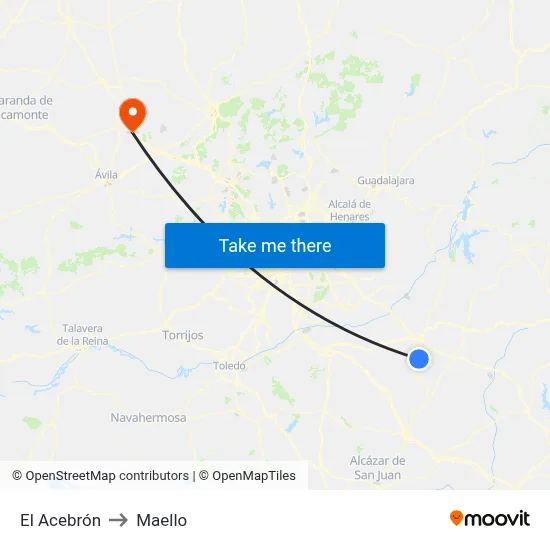 El Acebrón to Maello map