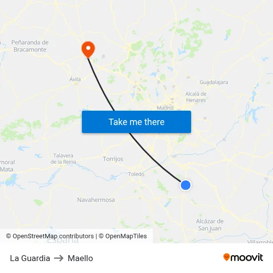 La Guardia to Maello map