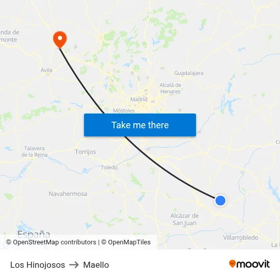 Los Hinojosos to Maello map