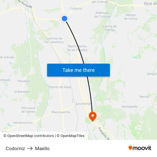 Codorniz to Maello map