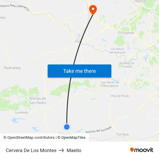Cervera De Los Montes to Maello map