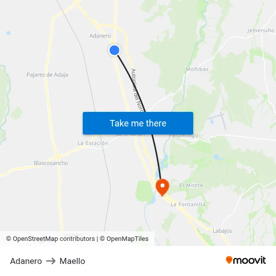 Adanero to Maello map