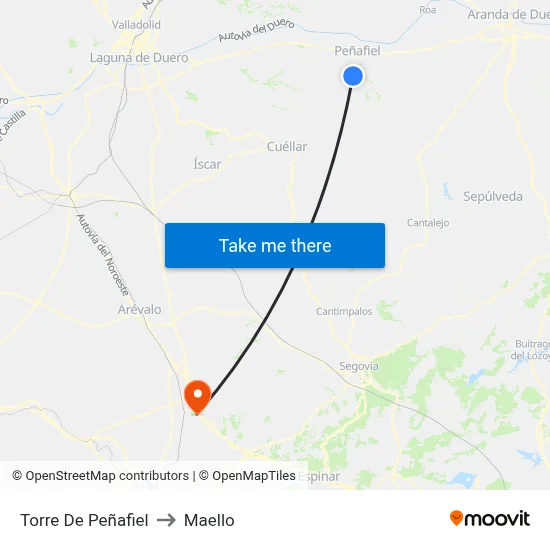 Torre De Peñafiel to Maello map