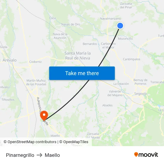 Pinarnegrillo to Maello map