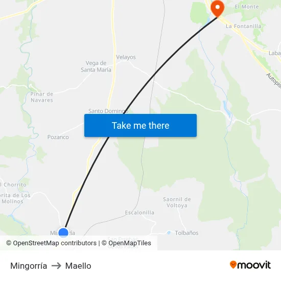 Mingorría to Maello map