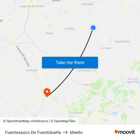 Fuentesaúco De Fuentidueña to Maello map