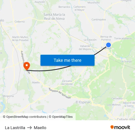 La Lastrilla to Maello map