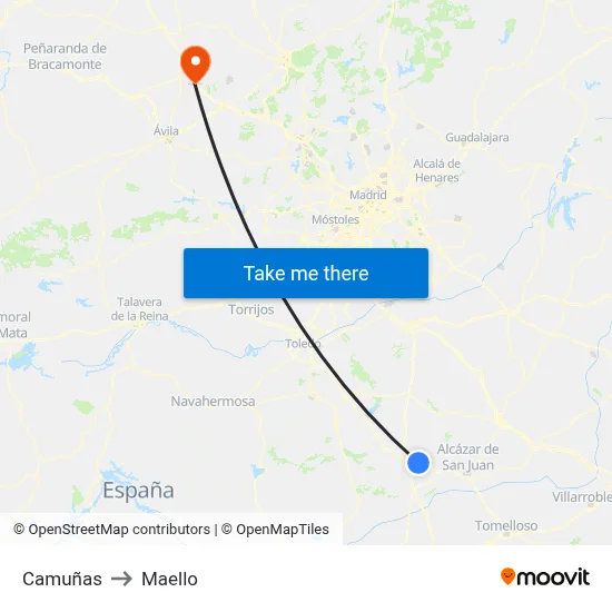 Camuñas to Maello map