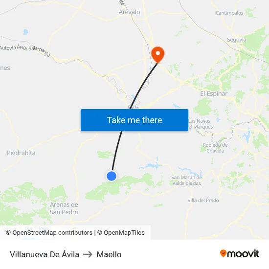 Villanueva De Ávila to Maello map