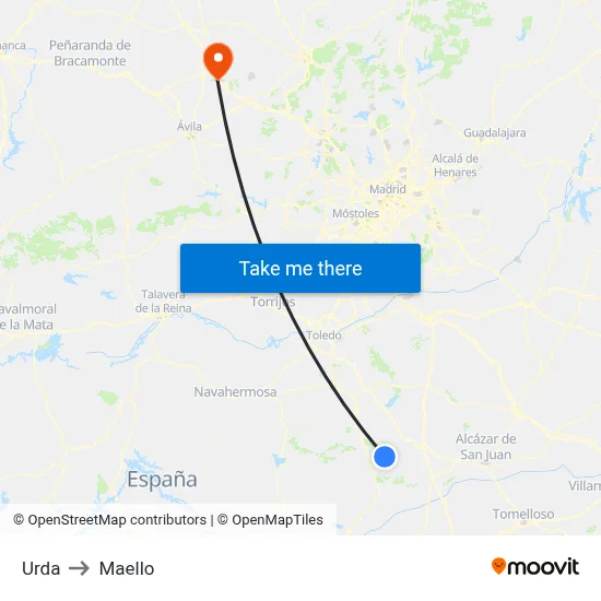 Urda to Maello map