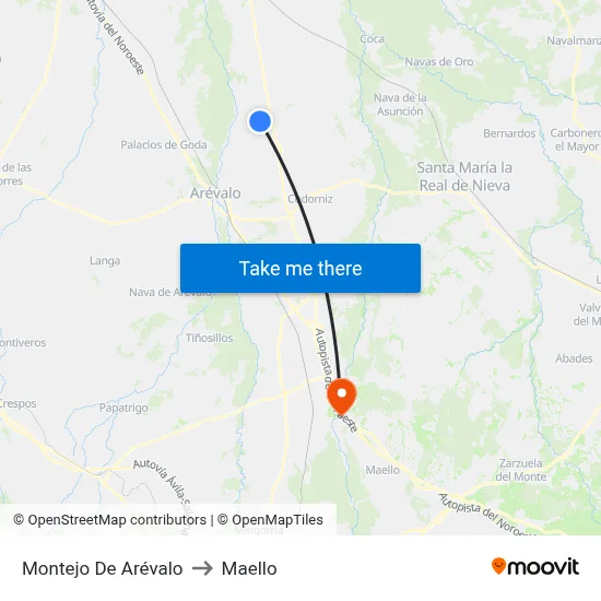 Montejo De Arévalo to Maello map