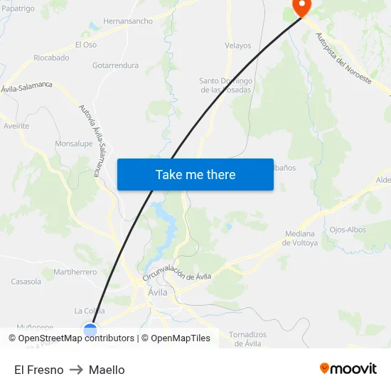 El Fresno to Maello map