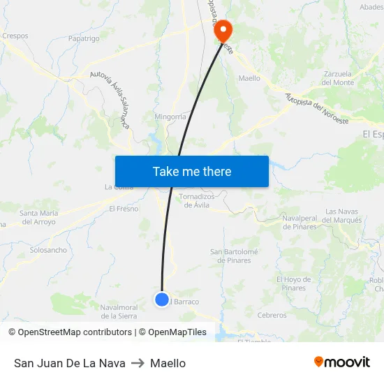 San Juan De La Nava to Maello map