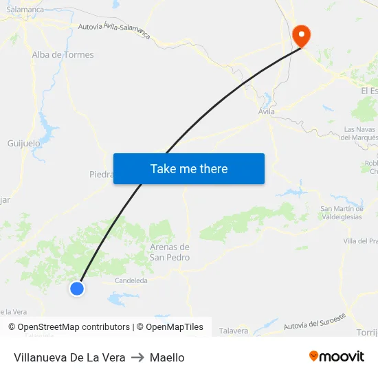 Villanueva De La Vera to Maello map