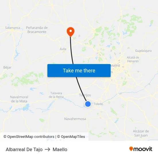 Albarreal De Tajo to Maello map