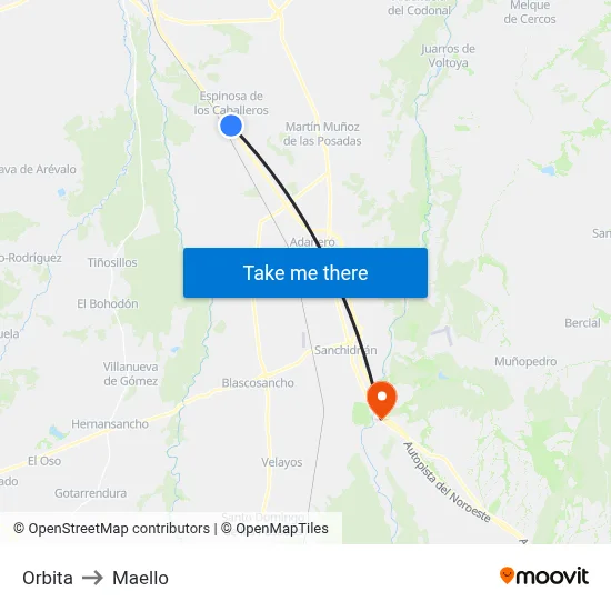 Orbita to Maello map