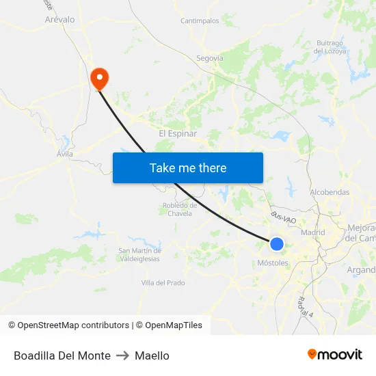 Boadilla Del Monte to Maello map