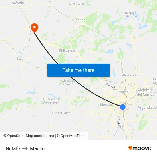 Getafe to Maello map