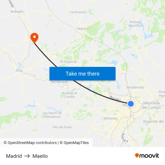 Madrid to Maello map