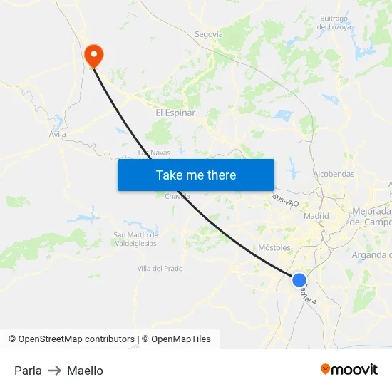 Parla to Maello map