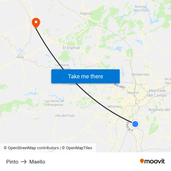 Pinto to Maello map