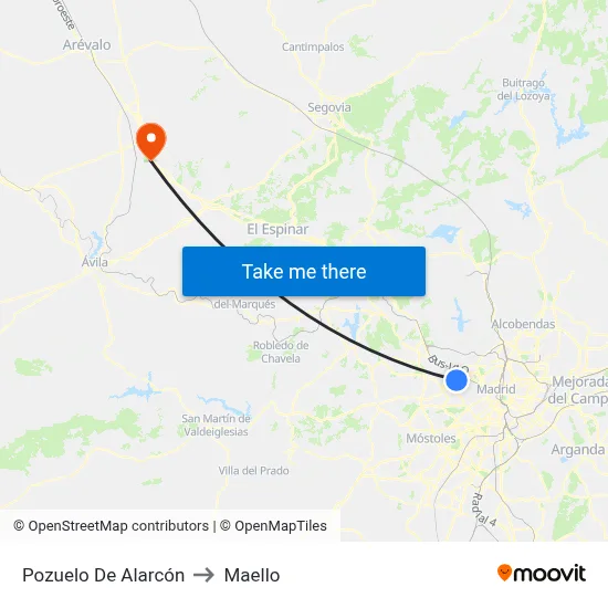 Pozuelo De Alarcón to Maello map